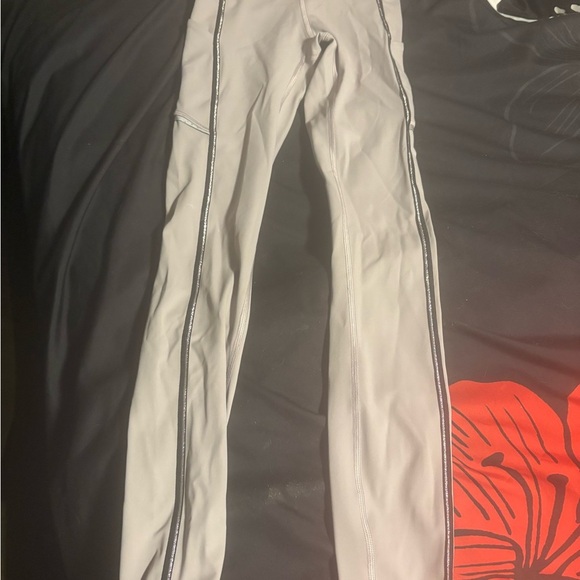 Lululemon Athletica White Leggings with Black Accents - Picture 1 of 7